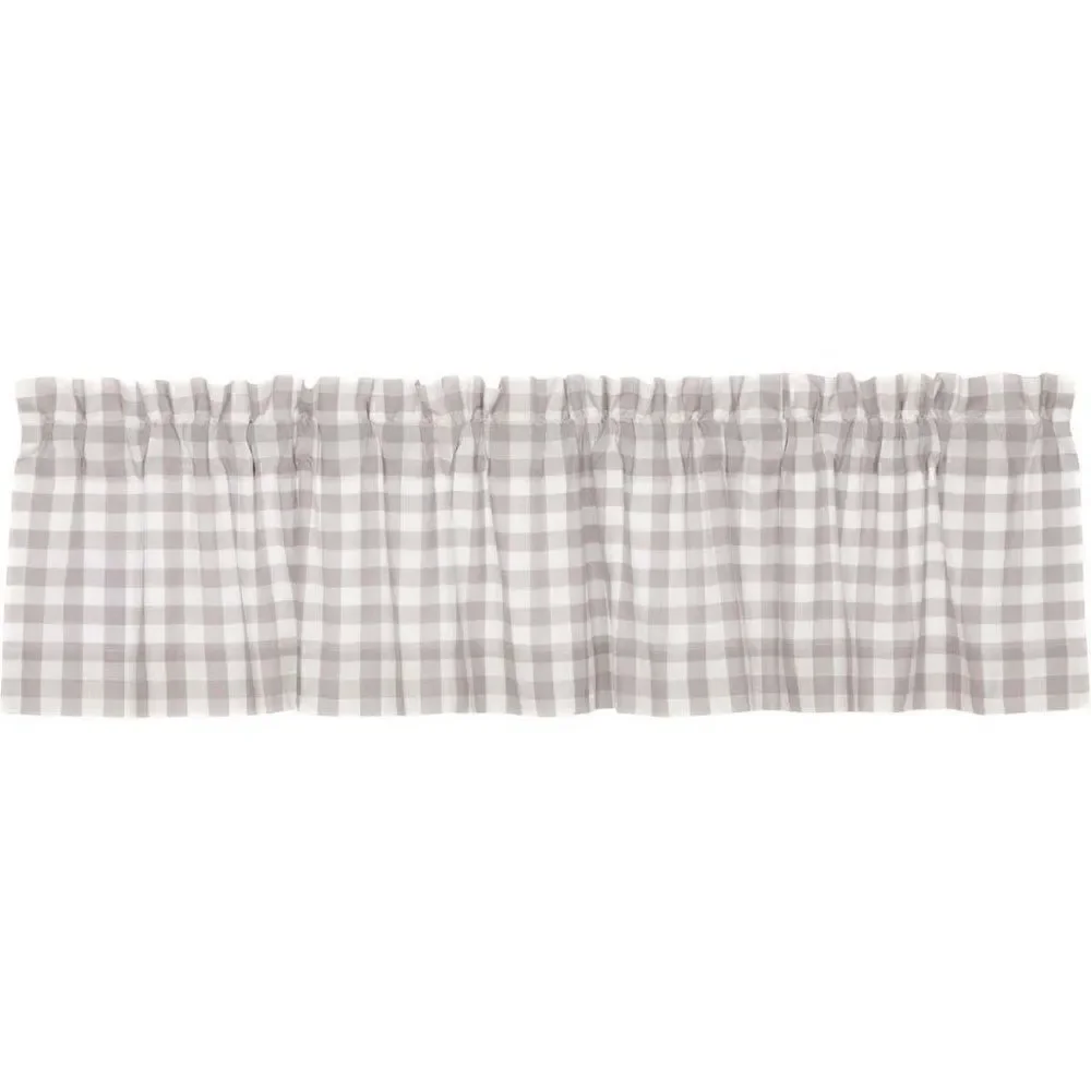 Country Grey Buffalo Plaid Cotton Window Valance…